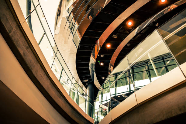istock Abstract modern architecture and winding staircase in the city 1187804827
