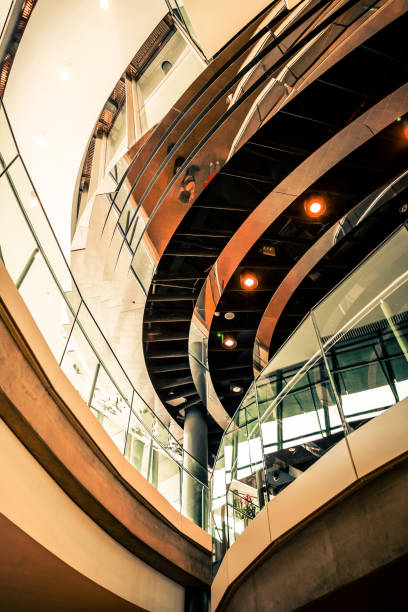 istock Abstract modern architecture and winding staircase in the city 1187804886
