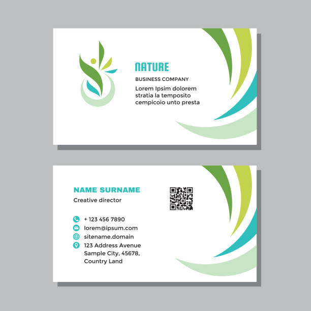 Business visit card template concept design. Nature green leaves human branding. Vector illustration. Business visit card template concept design. Nature green leaves human branding. Vector illustration. visit card stock illustrations