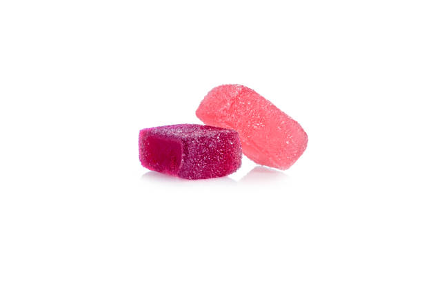 istock Fruit pink soft jelly isolated on white background 1187806591