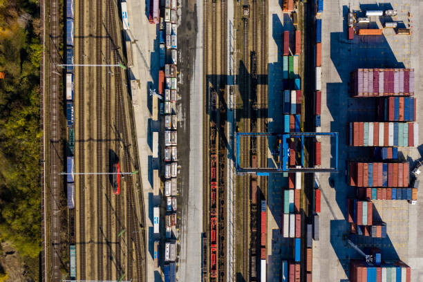 istock Aerial view of Container port 1187807680