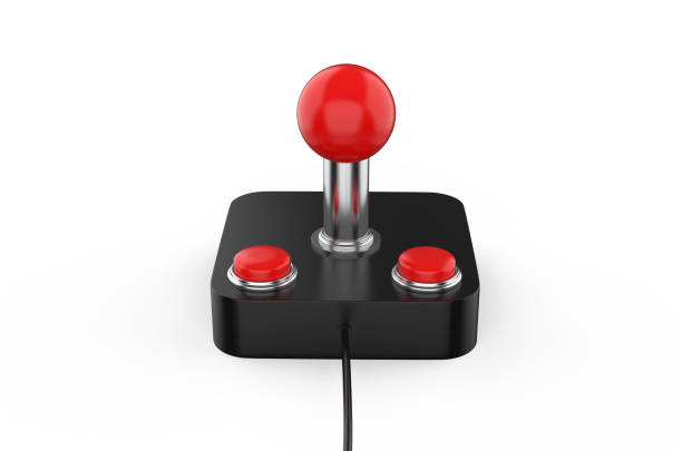 istock Retro game joystick, mock up template on isolated white background, 3d illustration 1187810216