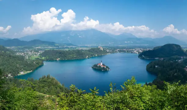 Photo of Panoramic view of lake and Bled Island from Little Osojnica Hill