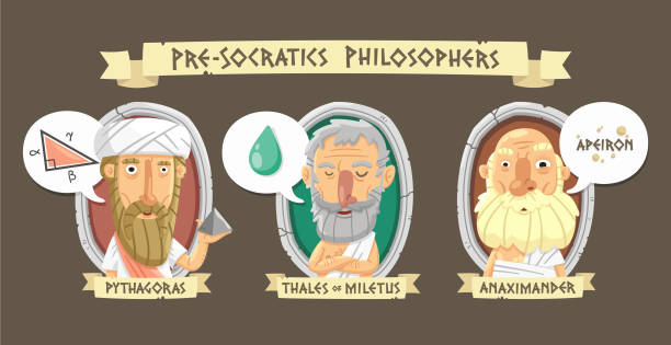 Pre-Socratic philosophers Pre-Socratic philosophers set: Pythagoras,Thales and Anaximander pythagoras stock illustrations