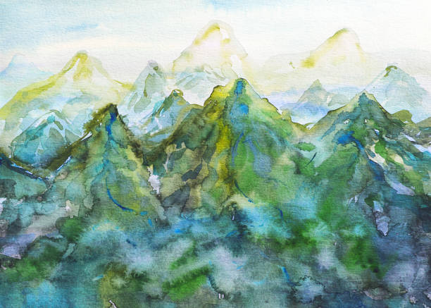 istock Watercolor painting beautiful mountains 1187819843