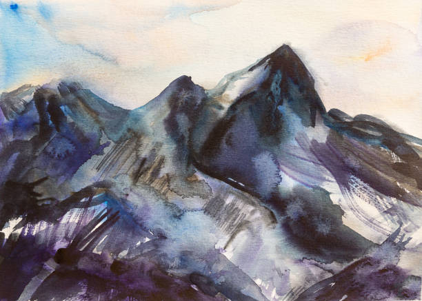 istock Watercolor painting of a black mountain 1187820385