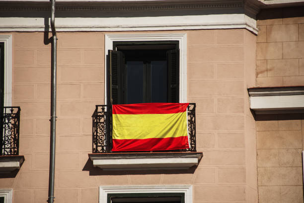 istock Spanish flag hanging on balcony 1187820934