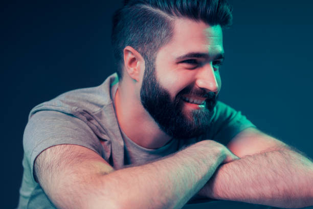 istock Neon portrait of a young attractive man 1187821230