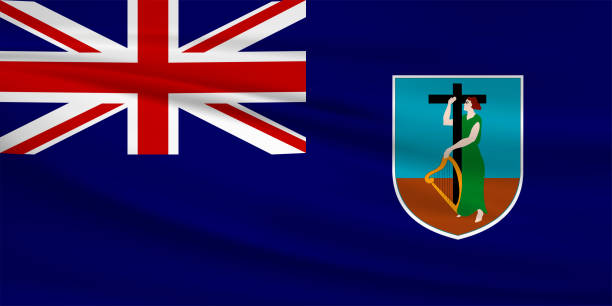 istock Waving Montserrat flag, official colors and ratio correct. Montserrat national flag. Vector illustration. 1187825253