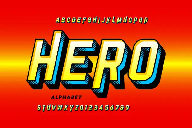 Vector illustration of Comics style super hero font