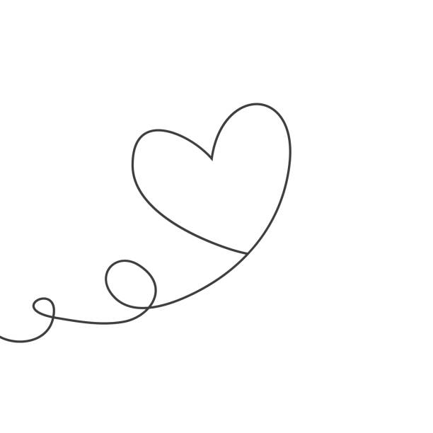 Heart shaped balloon in continuous drawing lines in a flat style in continuous drawing lines. Continuous black line. The work of flat design. Symbol of love and tenderness vector art illustration