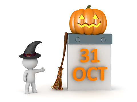 3D Character showing Halloween concept image. 3D Rendering isolated on white.