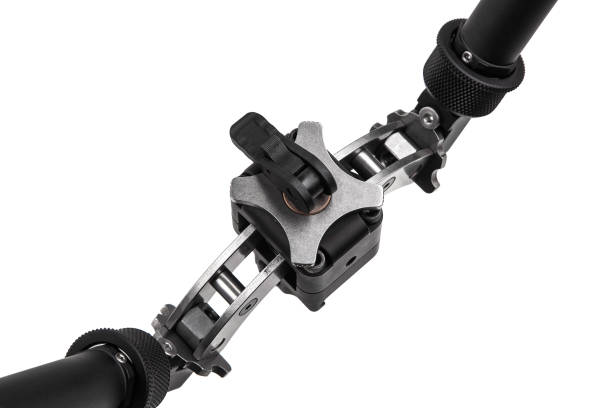 istock Bipod for sniper rifle isolate on a white background. Emphasis for weapons. Mounts for convenient and accurate shooting. 1187844127