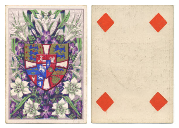 istock Antique playing card with Danish heraldic design 1187845327