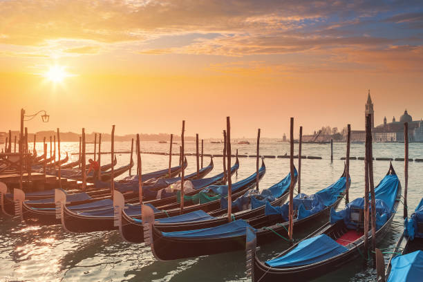 istock Gondolas in Venice at sunrise 1187845415