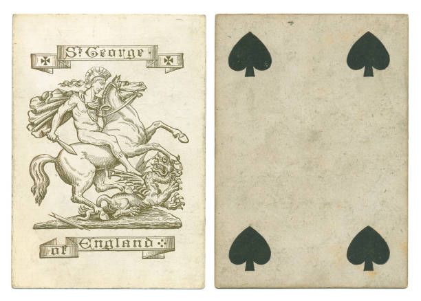istock Antique playing card St George and the dragon 1187845437