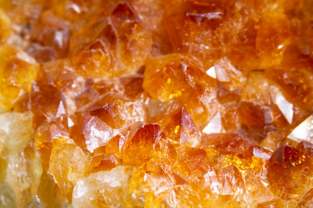 Citrine quartz, mineral stone isolated on  white background