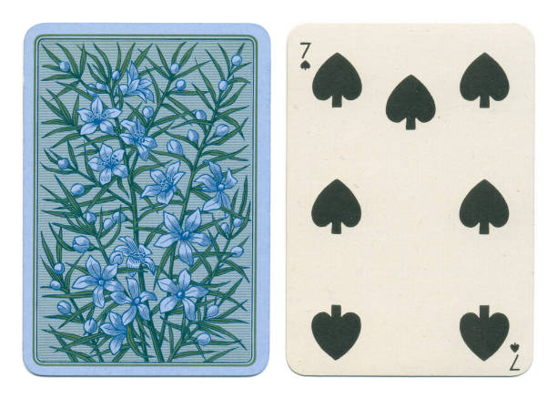 istock Antique playing card pretty blue floral gentians 1187845568