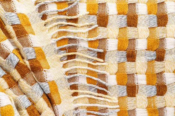 istock Knitted Blanket with Fringe Texture 1187846316