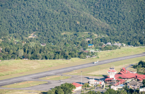 istock Small propeller plane is running to takeoff from the airfield. 1187846523