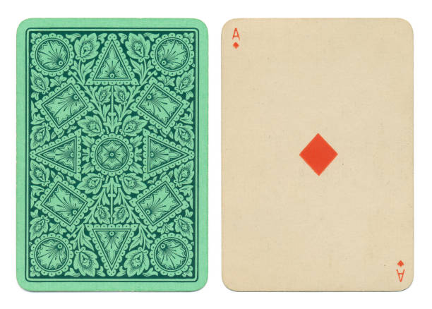 istock Antique playing card green geometric back design 1187846606