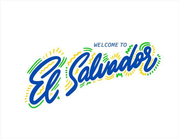 america01-04 El Salvador. Name country word text card, banner script. Beautiful typography. Handwritten design modern brush lettering isolated vector. el salvador landmarks stock illustrations