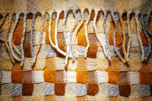istock Knitted Blanket with Fringe Texture 1187847483