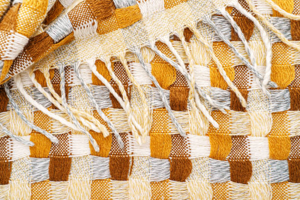 istock Knitted Blanket with Fringe Texture 1187849751