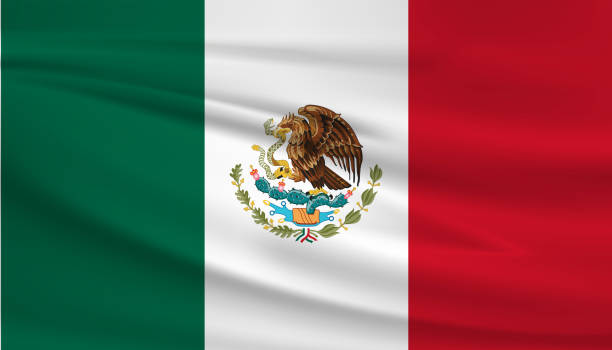 istock Waving Mexico flag, official colors and ratio correct. Mexico national flag. Vector illustration. 1187852746