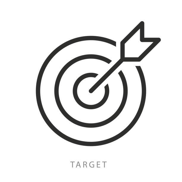 Vector target icon. Target and arrow. Premium quality graphic design. Modern signs, outline symbols collection, simple thin line icons set stock illustration Vector target icon. Target and arrow. Premium quality graphic design. Modern signs, outline symbols collection, simple thin line icons set stock illustration accuracy stock illustrations