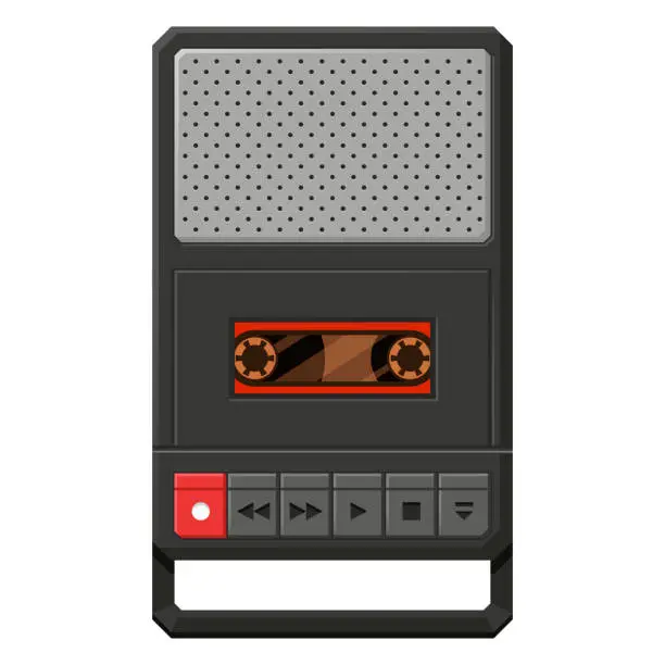Vector illustration of Portable cassette tape player flat vector illustration