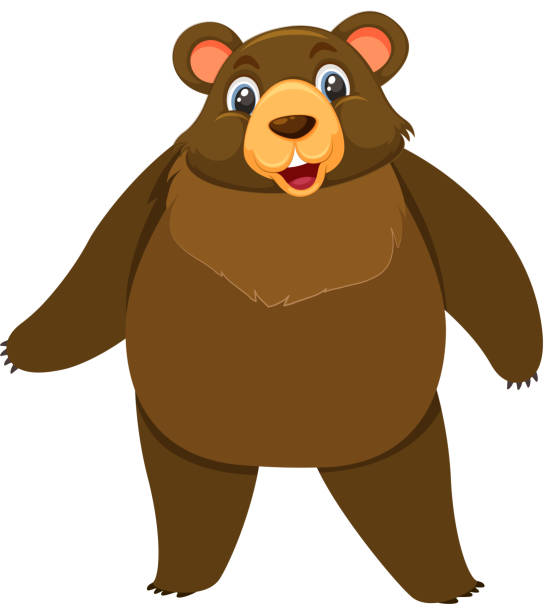 istock Single character of grizzly bear on white background 1187854331