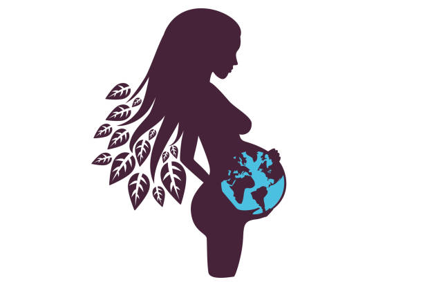иллюстрация земной беременности - human pregnancy earth globe mother stock illustrations