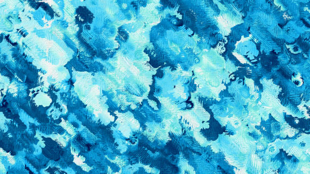 오일 페인트 블루 패턴 추상 서핑 바다 스트림 물 비우박 폭풍, 구름, 하늘, 청록색, 청록색, 옴브레, 리플, 파문, 원, 거친, 얼룩진 질감, 다층, 쓰다듬어 페인트 필터 사진 - kaleidoscope abstract oil paint paint 뉴스 사진 이미지