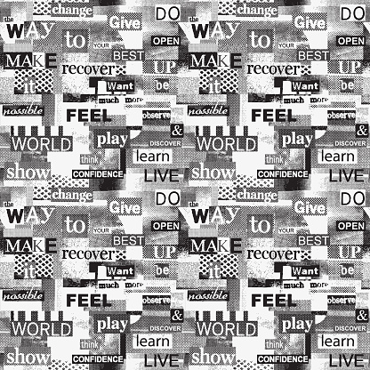 Grunge vector pattern with motivational text.