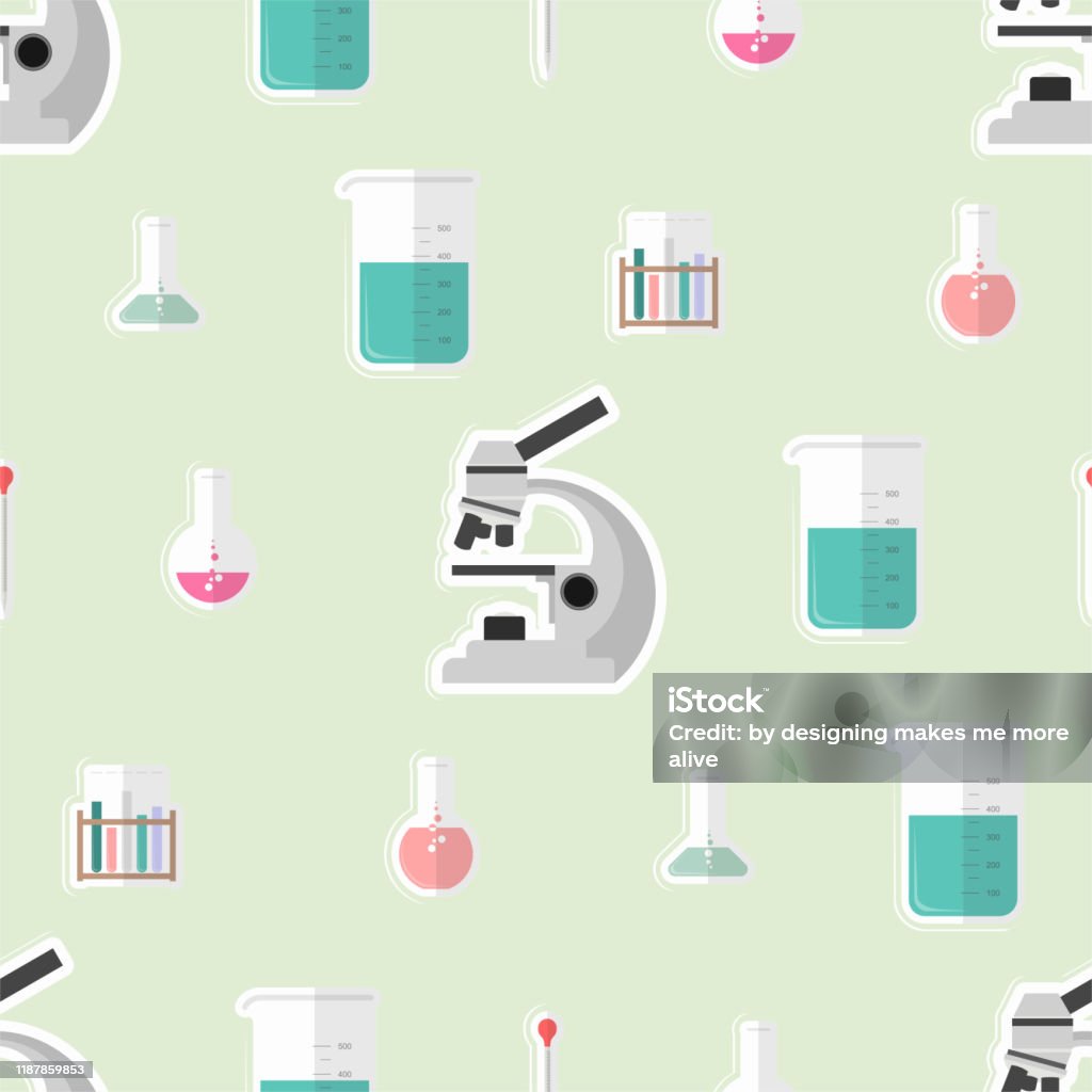 Chemical Laboratory Equipment Seamless Pattern Stock Illustration ...