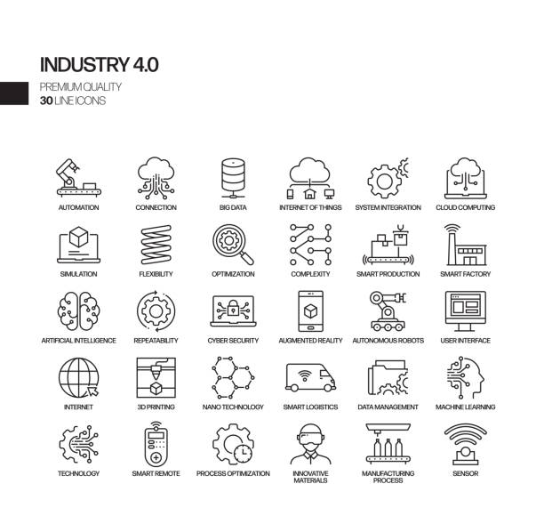 Simple Set of Industry 4.0 Related Vector Line Icons. Outline Symbol Collection. Simple Set of Industry 4.0 Related Vector Line Icons. Outline Symbol Collection. virtual reality icon stock illustrations