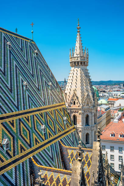 Stock photograph of Stephansdom aka St. Stephen's Cathedral in downtown Vienna Austria  on a sunny day