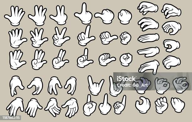 Cartoon White Human Hands In Gloves Gesture Set Stock Illustration -  Download Image Now - Hand, Cartoon, Glove - iStock