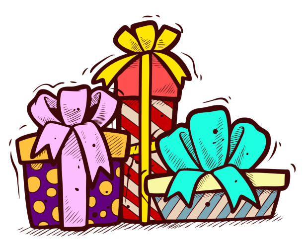 Cartoon Christmas Gift Boxes With Ribbons Set Stock Illustration - Download  Image Now - Anniversary, Art, Beauty - iStock