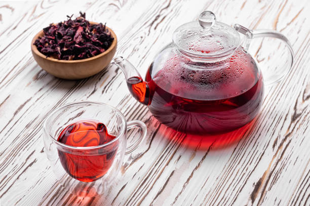 istock hibiscus tea in glass teapot and cup 1187866007