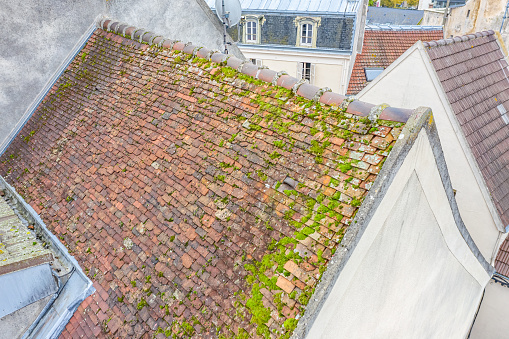 The Red Tile Structure and Shape of the Roof of Rural Old Houses