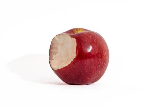 istock Red rosey apple with a bite out of it 1187872751