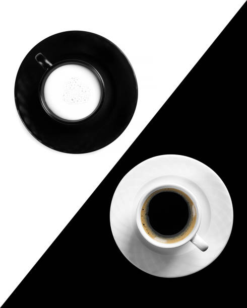istock Symmetry with cups of coffee and milk 1187875430