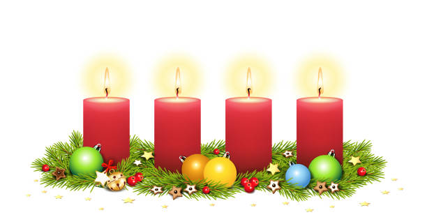 4 Advent, Advent arrangement, Advent card with candles, fir branches, stars, ilex berries, gingerbread, bell and Christmas balls, Vector illustration isolated on white background 4 Advent, Advent arrangement,
Advent card with candles, fir branches, stars, ilex berries, gingerbread, bell and Christmas balls,
Vector illustration isolated on white background advent candle wreath christmas stock illustrations
