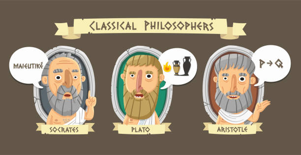 Classical greek philosophers Classical greek philosophers set: Socrates,Plato and Aristotle aristotle stock illustrations