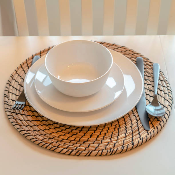 istock Square frame Modern dinner setting with cutlery and crockery 1187877586