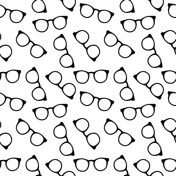 ilustrações, clipart, desenhos animados e ícones de padrão sem costura dos óculos pretos - thick rimmed spectacles