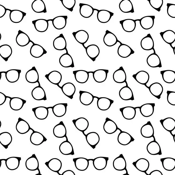 Vector illustration of Black Eyeglasses Seamless Pattern