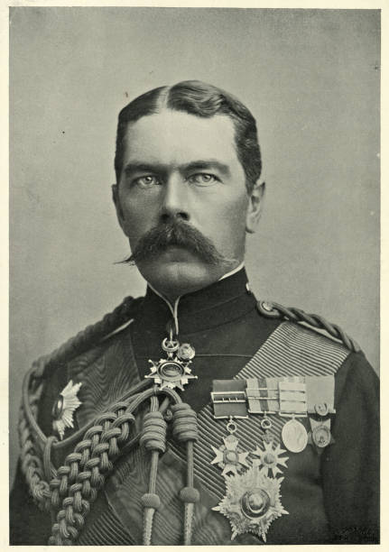The Sirdar, Brigadier General Horatio Herbert Kitchener, 1890s Vintage photograph of Field Marshal Horatio Herbert Kitchener, 1st Earl Kitchener a senior British Army officer and colonial administrator who won notoriety for his imperial campaigns officer military rank photos stock pictures, royalty-free photos & images